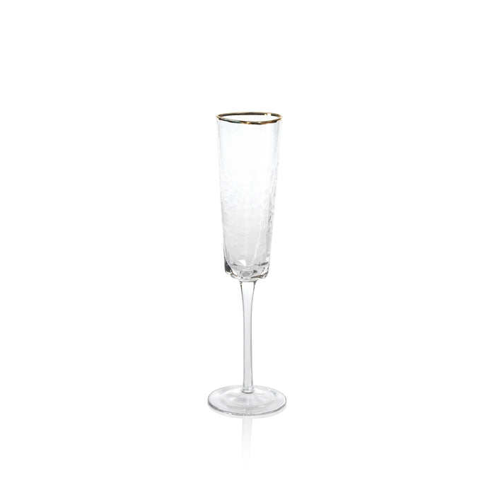 Kamarone Triangular Champagne Flutes Gold Rim, Set of 4 | Bone & Brass