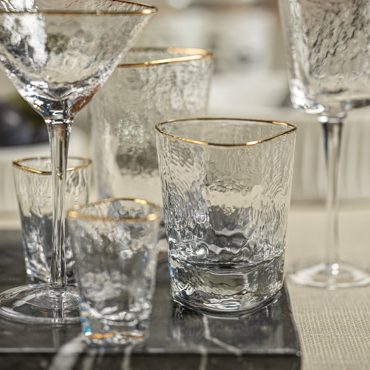 Kamarone Triangular Double Old Fashioned Glasses, Set of 4 - Glass Side View | Bone & Brass
