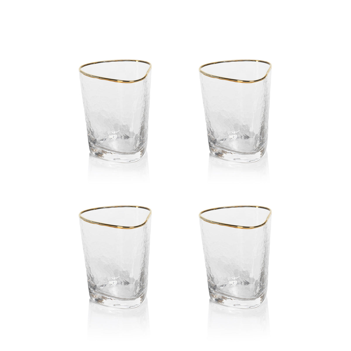 Kamarone Triangular Double Old Fashioned Glasses, Set of 4 - Glass View | Bone & Brass