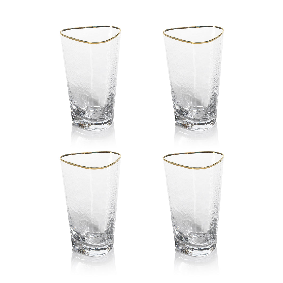 Kamarone Triangular Highball Glasses Gold Rim, Set 4 - Glass Close Up | Bone & Brass
