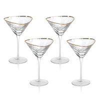 Kamarone Triangular Martini Glasses with Gold Rim, Set of 4 - Glass Close Up | Bone & Brass