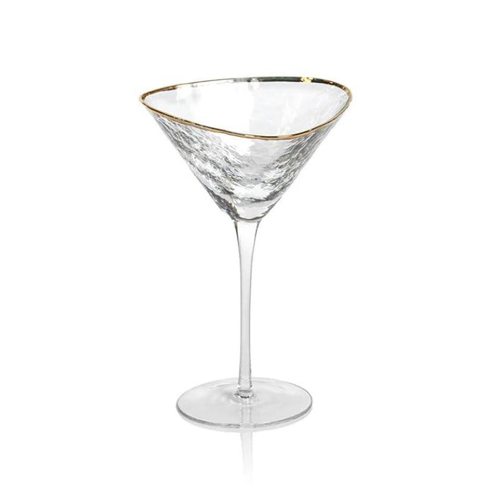 Kamarone Triangular Martini Glasses with Gold Rim, Set of 4 | Bone & Brass