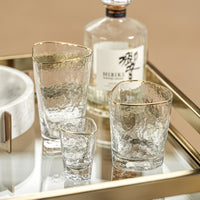 Kamarone Triangular Shot Glasses Gold Rim, Set 6 - Glass Side View | Bone & Brass