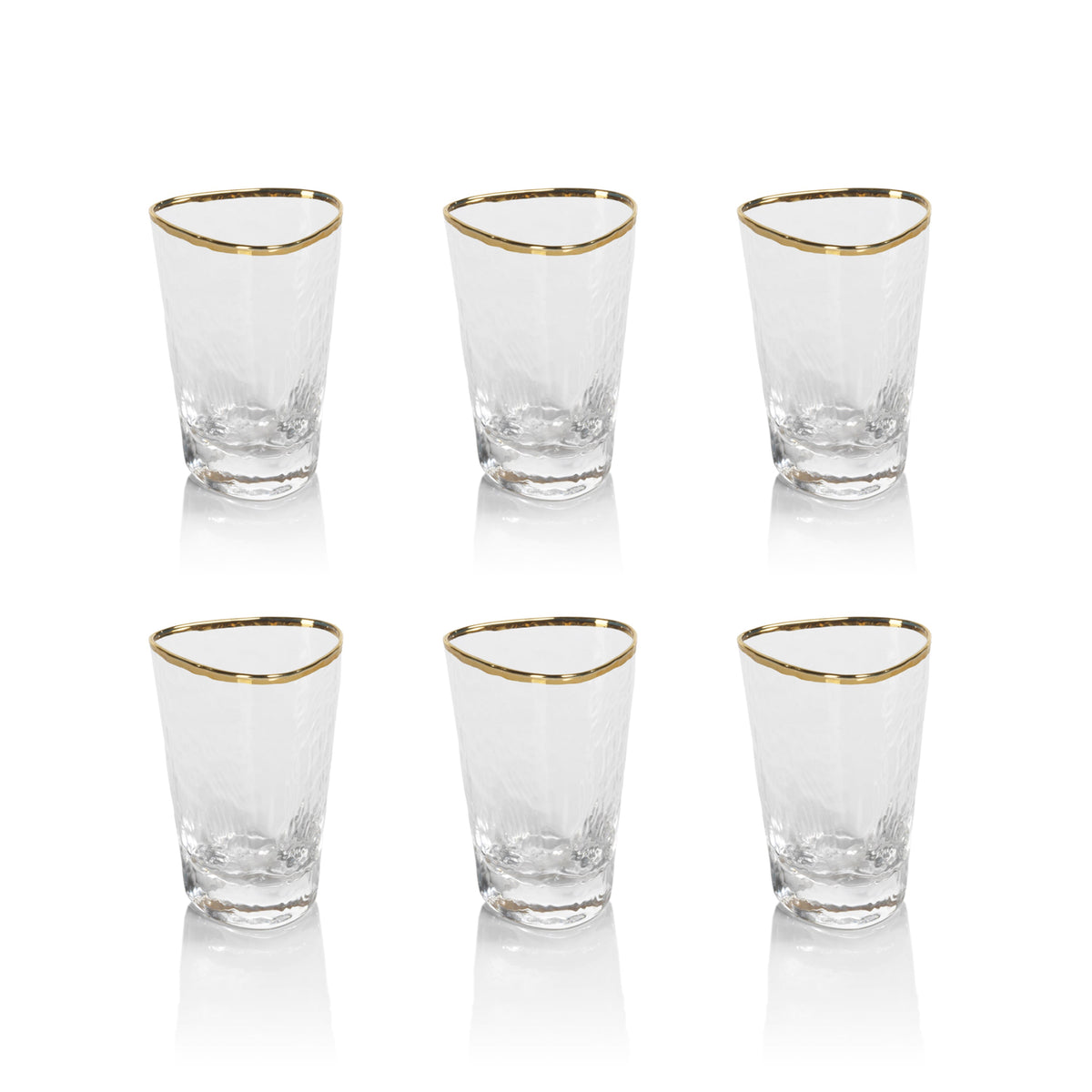 Kamarone Triangular Shot Glasses Gold Rim, Set 6 - Glass Close Up | Bone & Brass