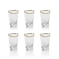 Kamarone Triangular Shot Glasses Gold Rim, Set 6 - Glass Close Up | Bone & Brass