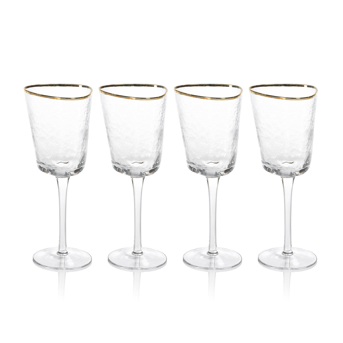 Kamarone Triangular Wine Glasses Gold Rim, Set of 4 - Glass Bowl Detail | Bone & Brass