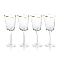 Kamarone Triangular Wine Glasses Gold Rim, Set of 4 - Glass Bowl Detail | Bone & Brass