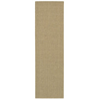 Long Karavia Sand outdoor rug, machine-woven polypropylene with a natural seagrass look.