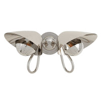 Keaton Double Sconce: Polished nickel wall light with two perforated metal diffusers and curved arms.