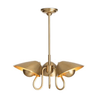Keaton brass pendant light with three perforated metal diffusers and retro charm.