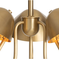 Keaton pendant light, a retro-inspired brass fixture with three perforated metal diffusers.
