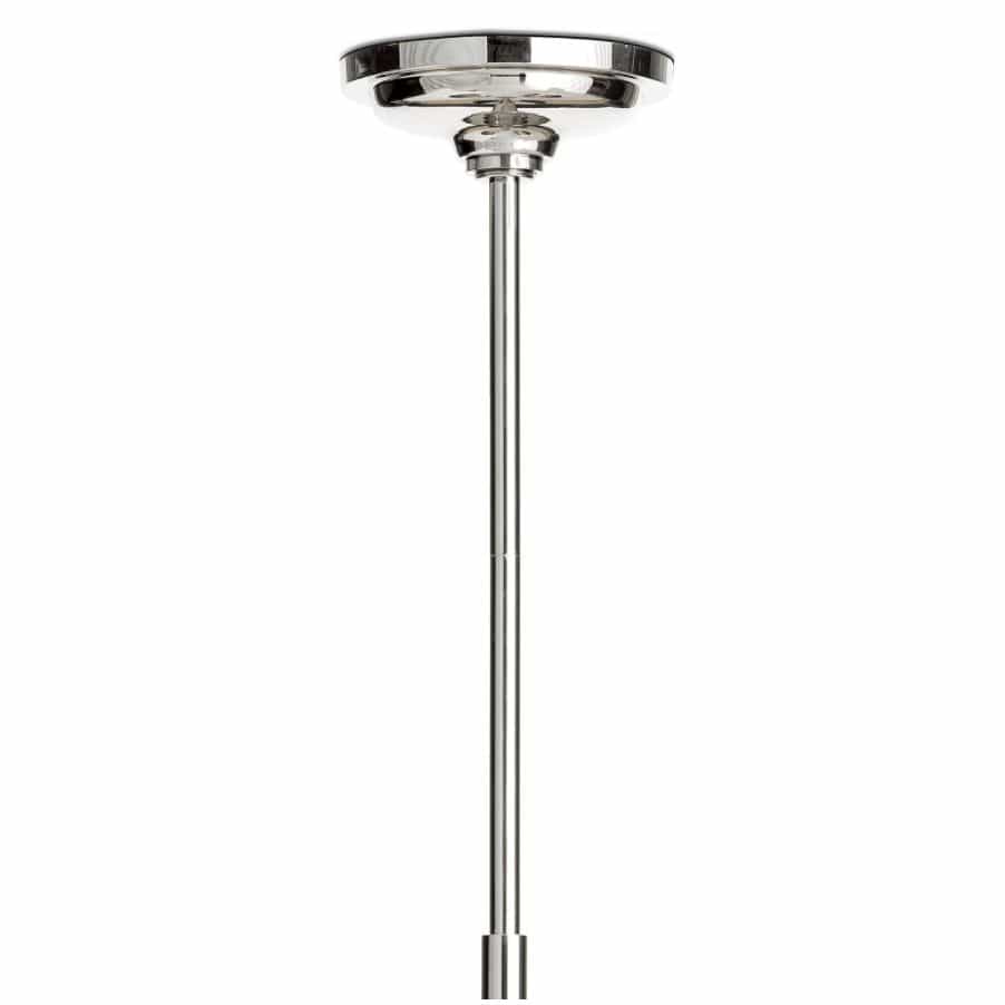 Keaton pendant light rod in polished chrome, featuring a sleek, modern design.
