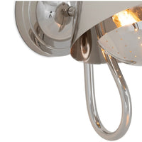 Keaton Single Sconce, polished nickel, retro-style with perforated metal diffuser and exposed bulb.