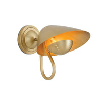 Keaton Single Sconce, retro-style brass wall light with a perforated metal diffuser and warm glow.
