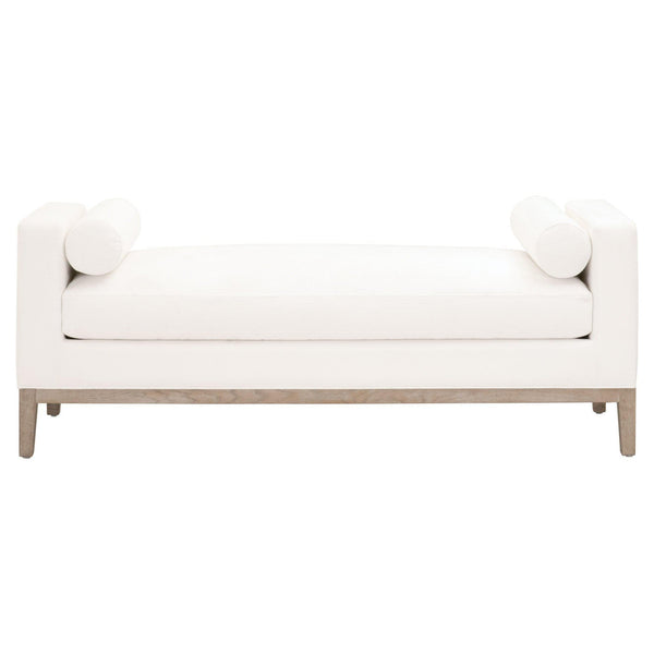 Kellen White Upholstered Bench - Chaise Side View | Bone & Brass