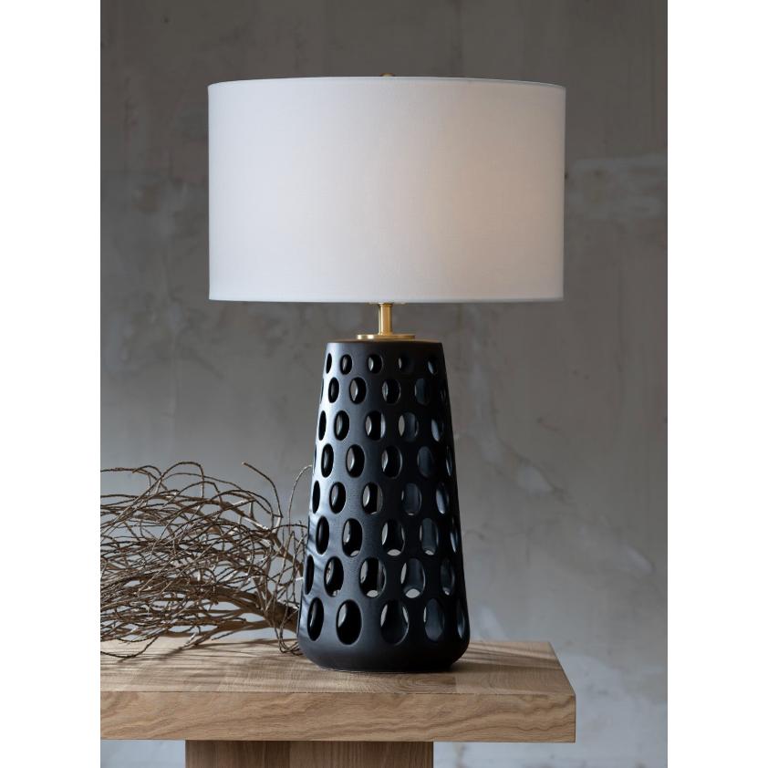 Kelvin Black Ceramic Table Lamp - Lamp Detail | Bone & Brass