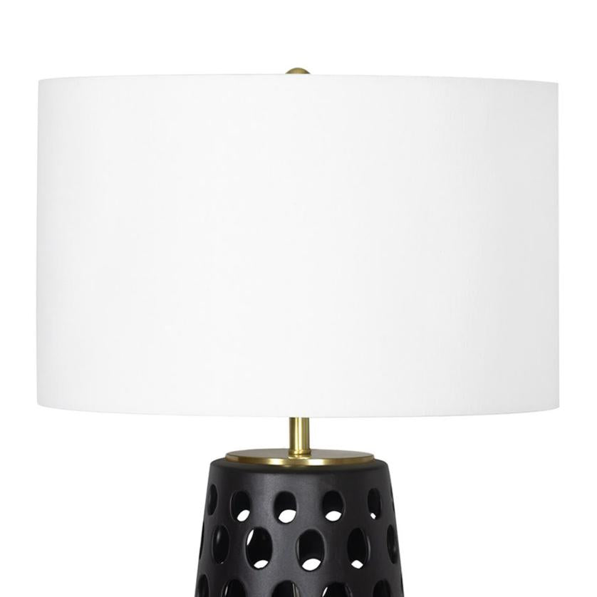 Kelvin Black Ceramic Table Lamp - Lamp Base Detail | Bone & Brass