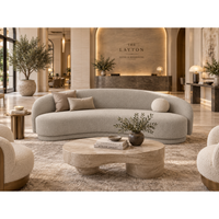 Kendra Warm Grey Boucle Curved Sofa
