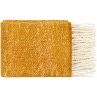 Kilkenny Camel & Ivory Throw Blanket - Throw Draped View | Bone & Brass