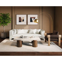 Kira Sofa - Heather Ivory Tweed - Sofa Side View | Bone & Brass