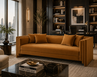 Kira 96" Meg Gold Velvet Sofa – Modern Luxury Sofa