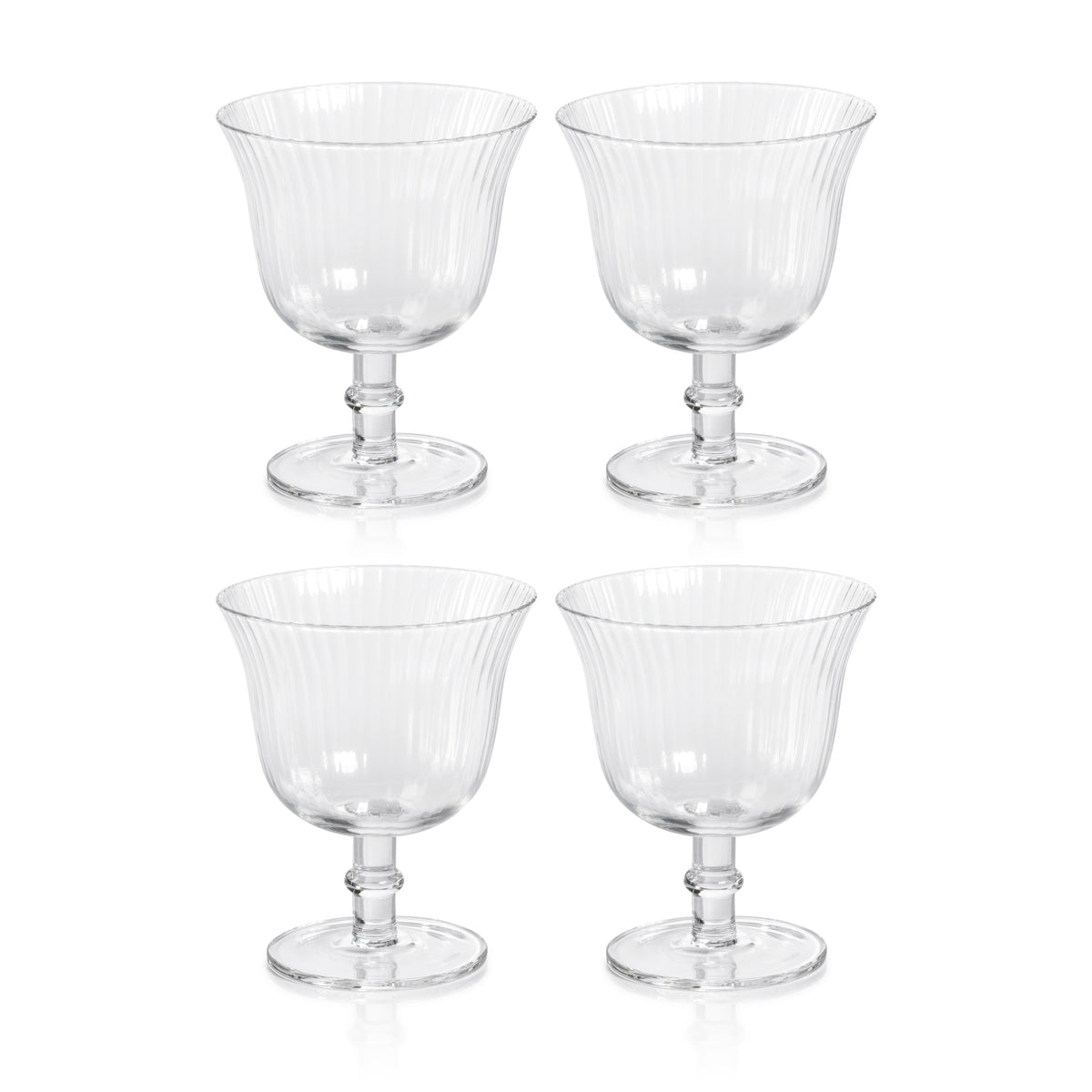 Kirby Clear Optic Cocktail / Dessert Glasses, Set of 4 - Close Up | Bone & Brass