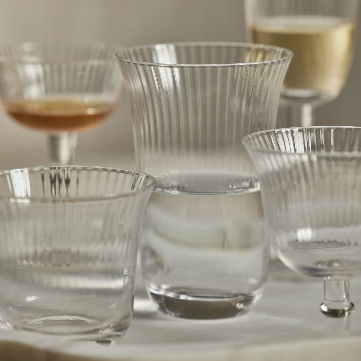 Kirby Clear Optic Tumbler Glasses, Set of 4 - Tumbler Side View | Bone & Brass