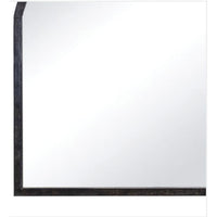 Knox Black Leather Mantle Mirror, an arched mirror with traditional leather craftsmanship.
