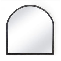 Knox black leather arched mantle mirror with a modernized silhouette.