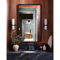 Knox Black Leather Rectangle Mirror - Mirror Detail | Bone & Brass