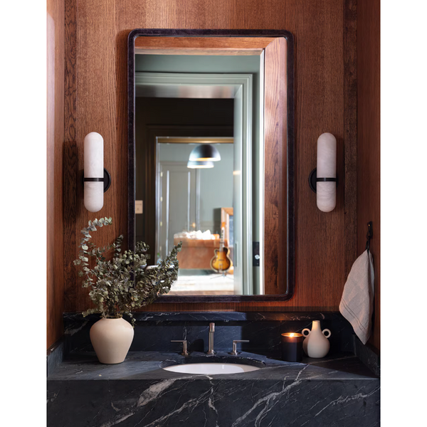 Knox Black Leather Rectangle Mirror