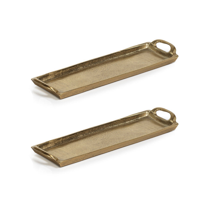 Kona Gold 14" Aluminum Trays, Set of 2 | Bone & Brass