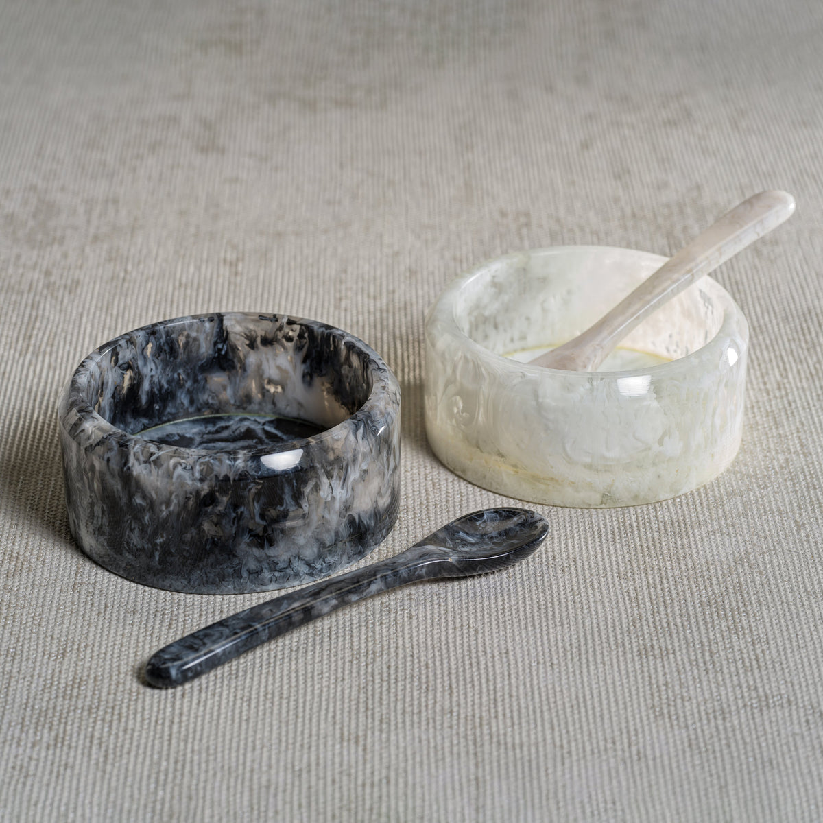 Korin Black & White Resin Condiment Bowl - Bowl Top View | Bone & Brass