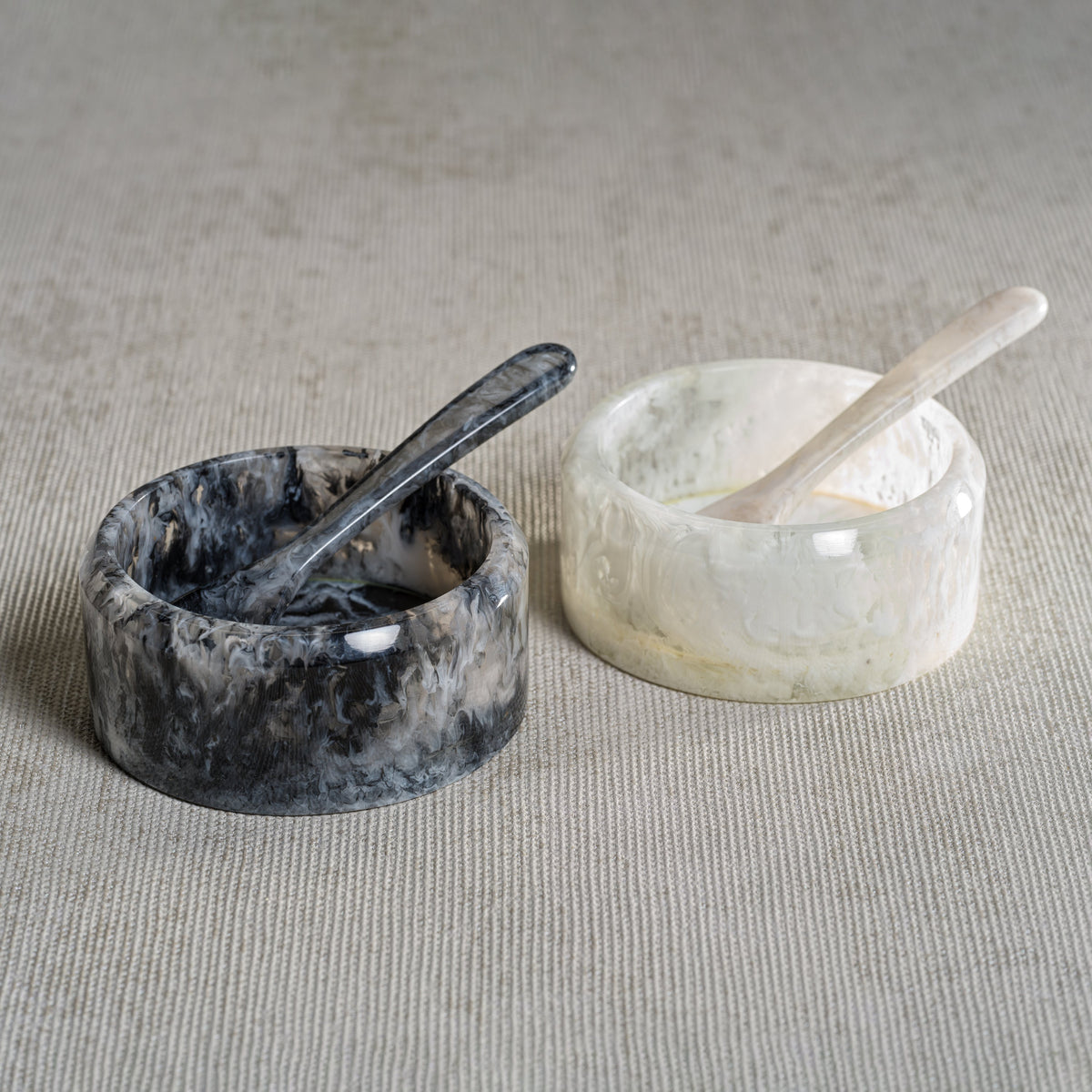 Korin Black & White Resin Condiment Bowl - Bowl Side View | Bone & Brass