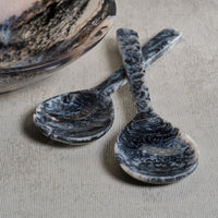 Korin Black & White Resin Salad Server Set - Set Detail | Bone & Brass