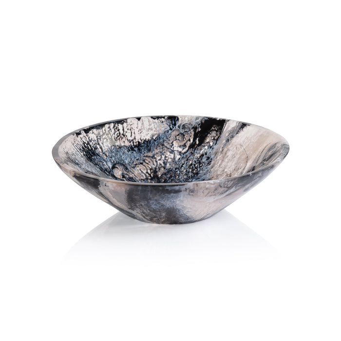 Korin Black & White Resin Serving Bowl | Bone & Brass