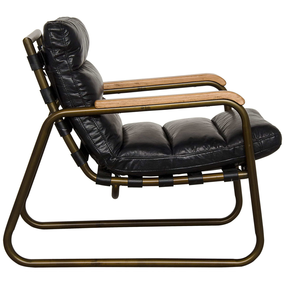 Cowhide Black Leather Arm Chair