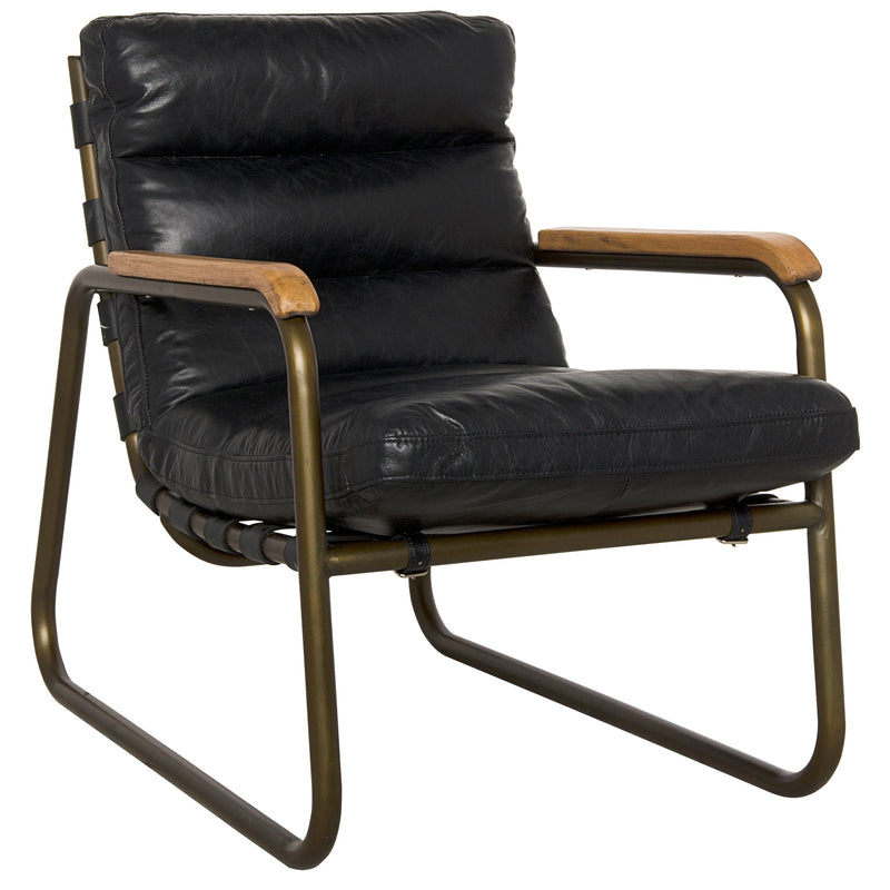 Cowhide Black Leather Arm Chair