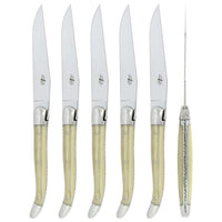 Laguiole 6 Piece Steak Knife Set Opalescence Glass Handle