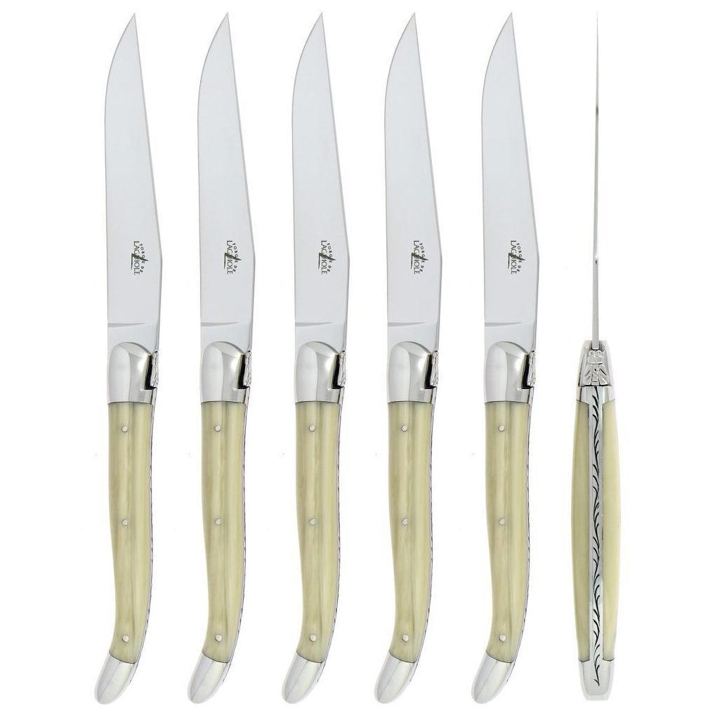 Laguiole 6 Piece Steak Knife Set Opalescence | Bone & Brass