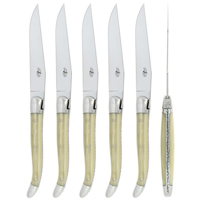 Laguiole 6 Piece Steak Knife Set Opalescence | Bone & Brass