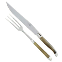 Laguiole Carving Set Horn Tip Handle Shiny Finish