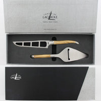 Laguiole Cheese Set "Barthélemy" - Olive Wood Handle - Forge de - Detail View | Bone & Brass