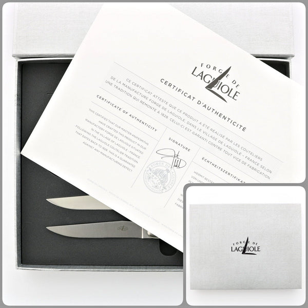 Laguiole Steak Knives 6pc set Black Acrylic Glass Handle