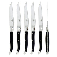 Laguiole Steak Knives 6pc set Black Acrylic Glass Handle