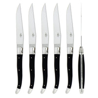Laguiole Steak Knives 6pc set Black Acrylic Glass Handle