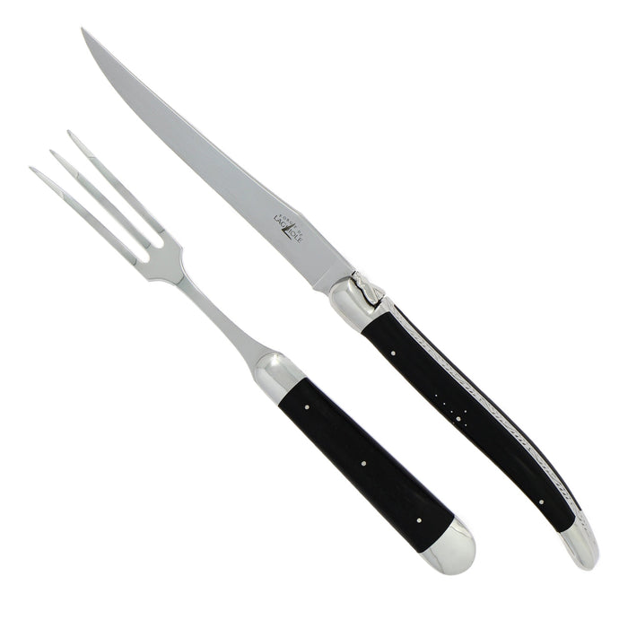Laguiole XL Carving Set Ebony Handle Shiny Finish