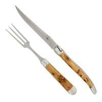 Laguiole XL Carving Set Juniper Handle Satin Finish