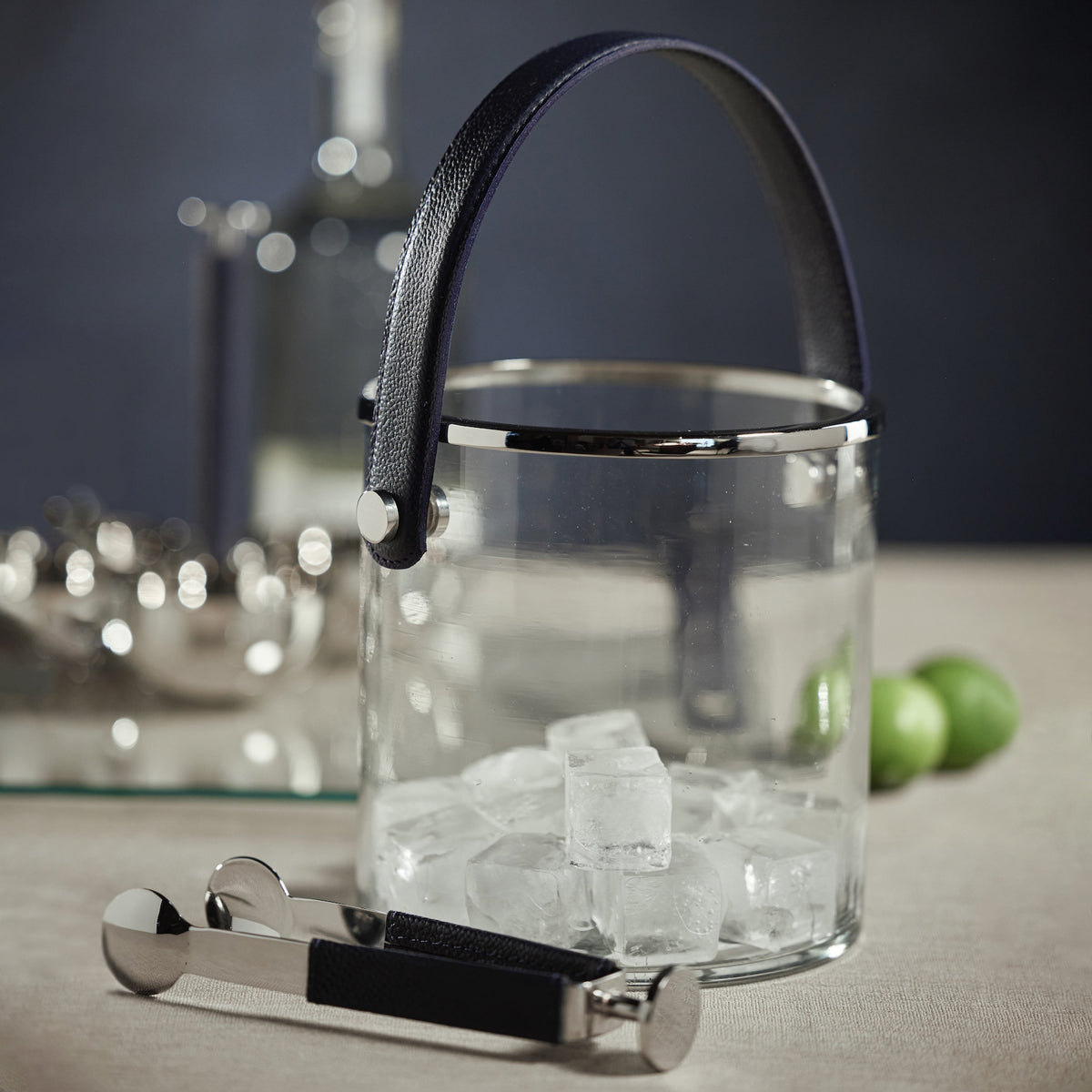 Laguna Leather & Glass Ice Bucket - Ice Bucket Detail | Bone & Brass