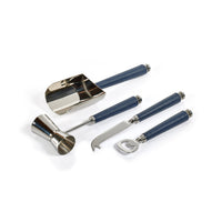 Laguna Nickel & Leather Bar Tool Set - Shaker Detail | Bone & Brass